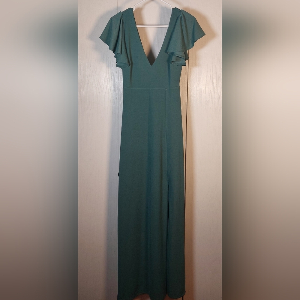 Birdy Grey Hannah Maxi Dress Size Small Flutter Sleeve Crepe Romantic Wedding - Picture 5 of 15